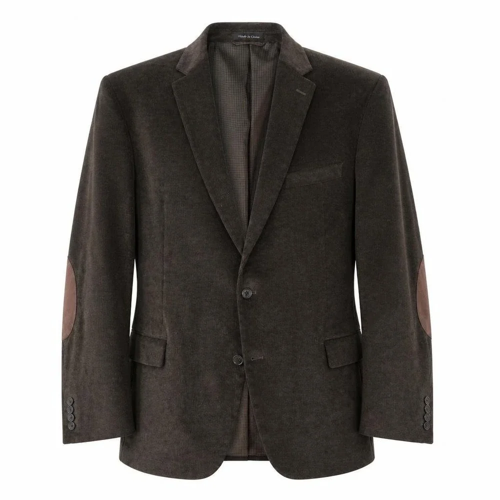 Chaps Corduroy Blazer Mens 50R Brown Elbow Patches Classic Preppy Dark Academia